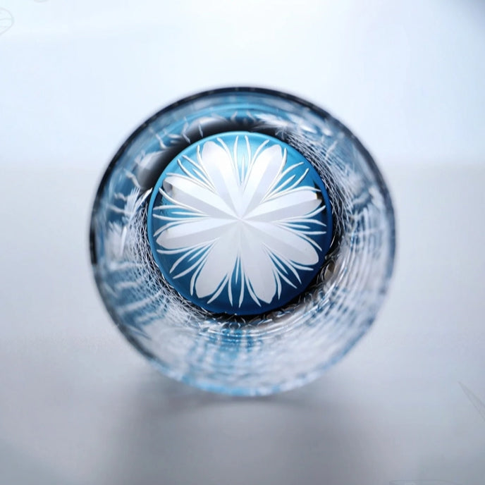 Edo Kiriko Handcrafted Pine & Crane Crystal Whisky Glass