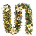 2.7M Christmas Garland with LED Lights Luxury Rattan Wreath Fireplace Stair Decoration