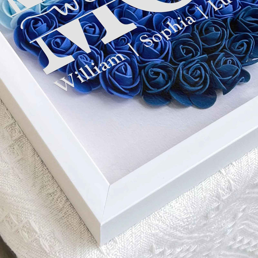 Personalized Flower Shadow Box Gift for Mum Custom Names Rose Frame Mothers Day Present