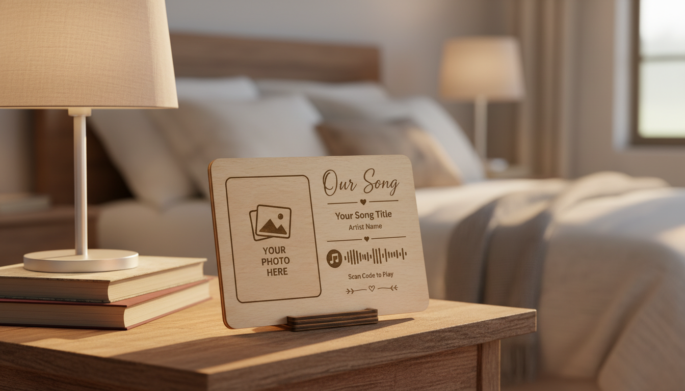 Personalised Wooden Music Plaque with Photo & Song Code