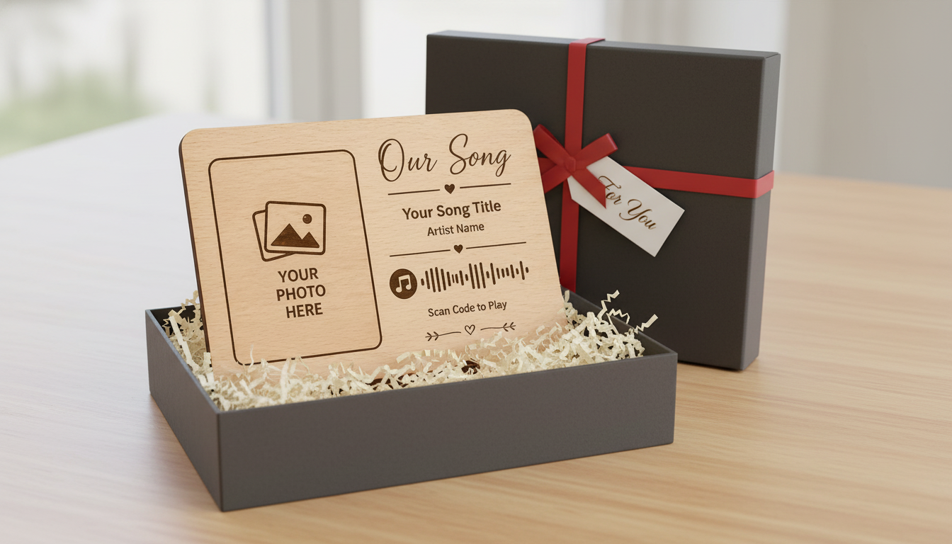 Personalised Wooden Music Plaque with Photo & Song Code
