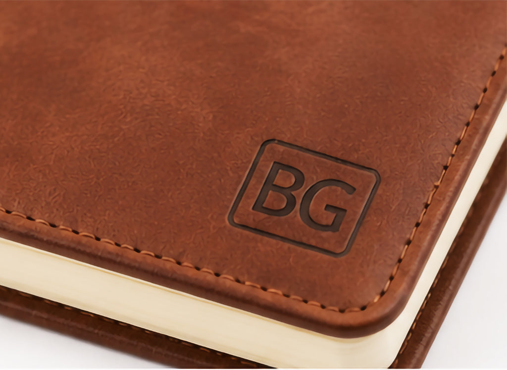 Personalised Leather Notebook with Embossed Name & Floral Design