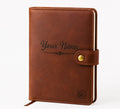 Personalised Leather Notebook with Embossed Name & Floral Design