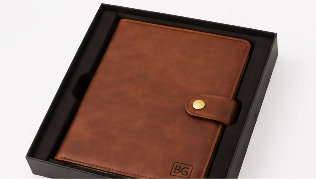 Personalised Leather Notebook with Embossed Name & Floral Design