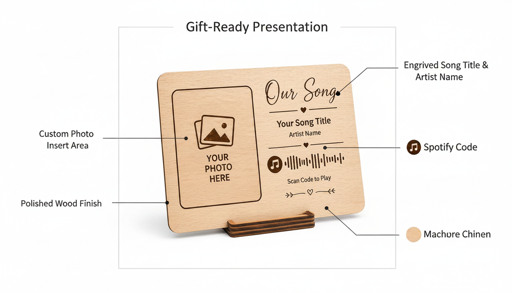 Personalised Wooden Music Plaque with Photo & Song Code