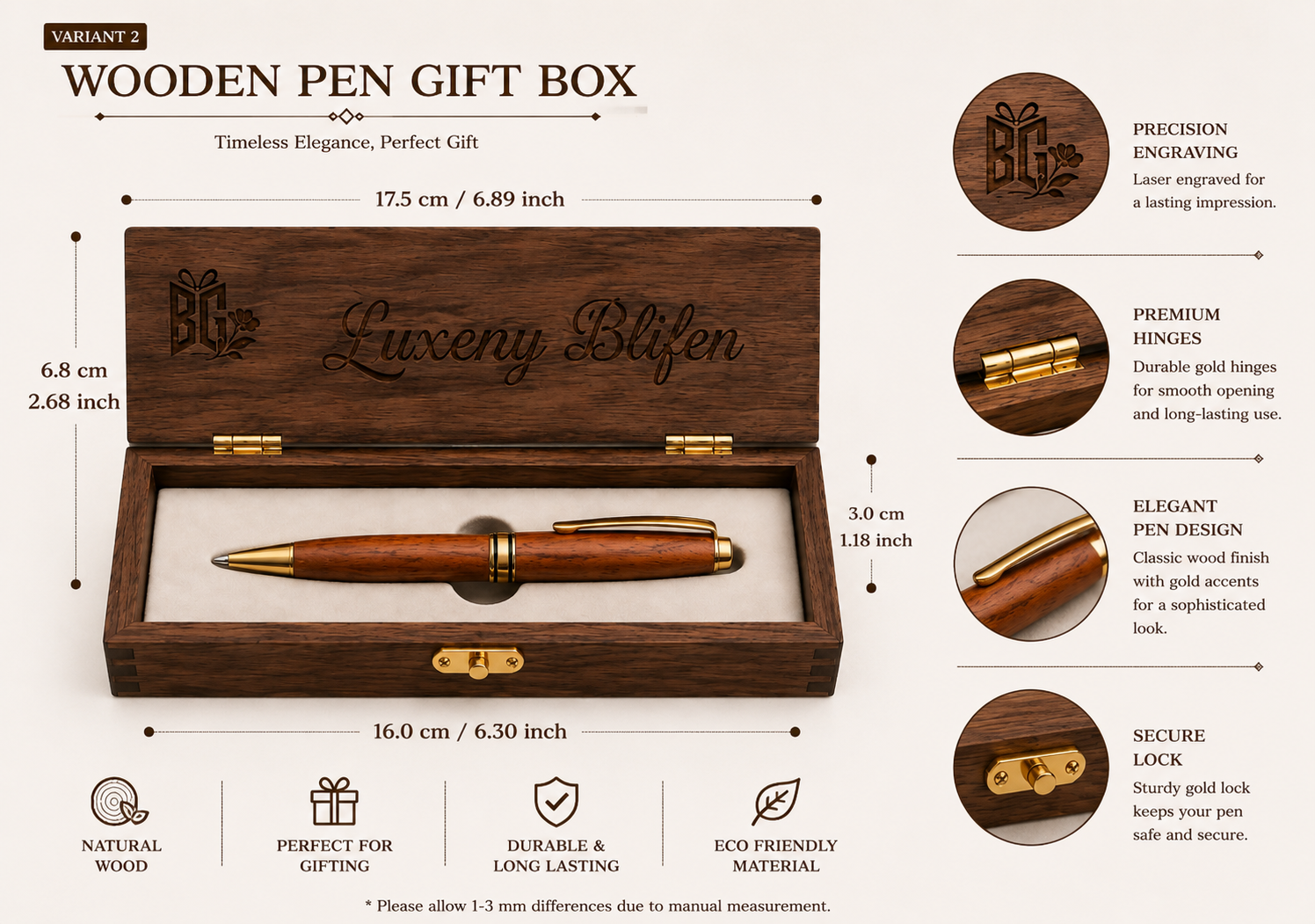 Premium Wooden Ballpoint Pen Gift Set with Luxury Walnut Presentation Box