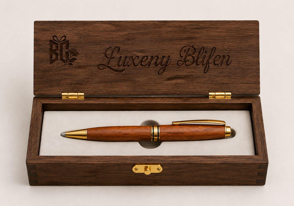 Premium Wooden Ballpoint Pen Gift Set with Luxury Walnut Presentation Box