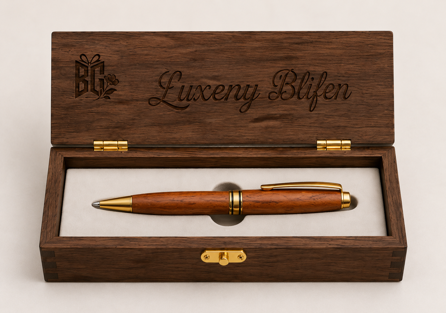 Premium Wooden Ballpoint Pen Gift Set with Luxury Walnut Presentation Box