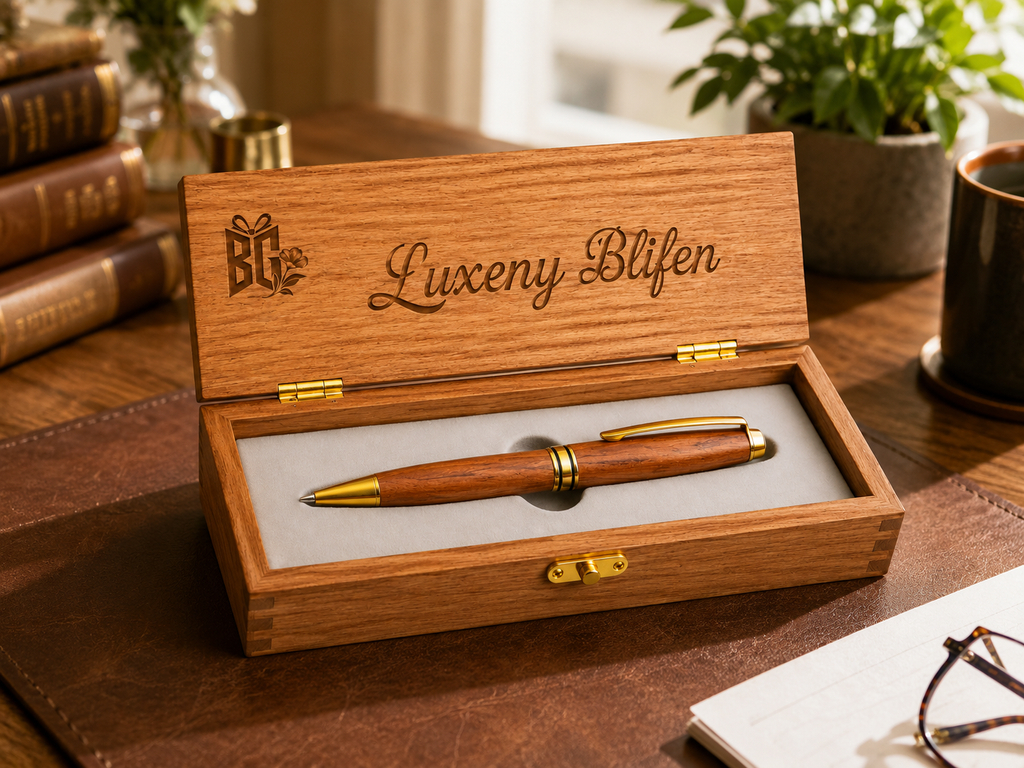 Luxury Wooden Executive Pen Gift Set with Premium Oak Presentation Box