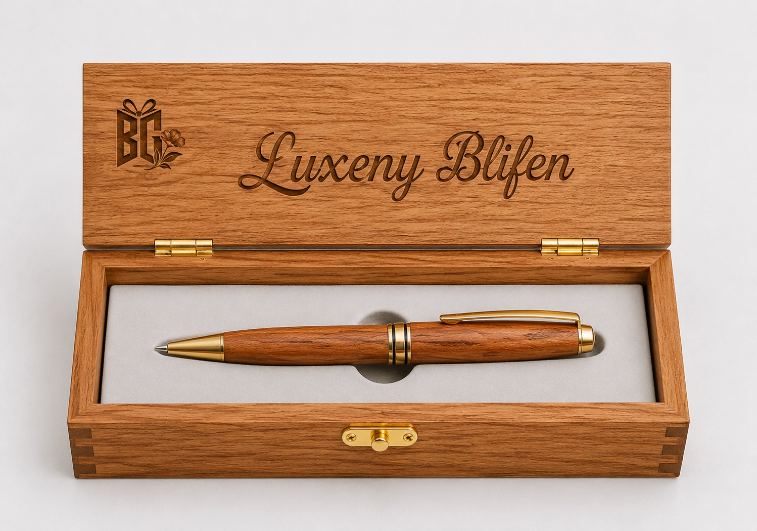 Luxury Wooden Executive Pen Gift Set with Premium Oak Presentation Box