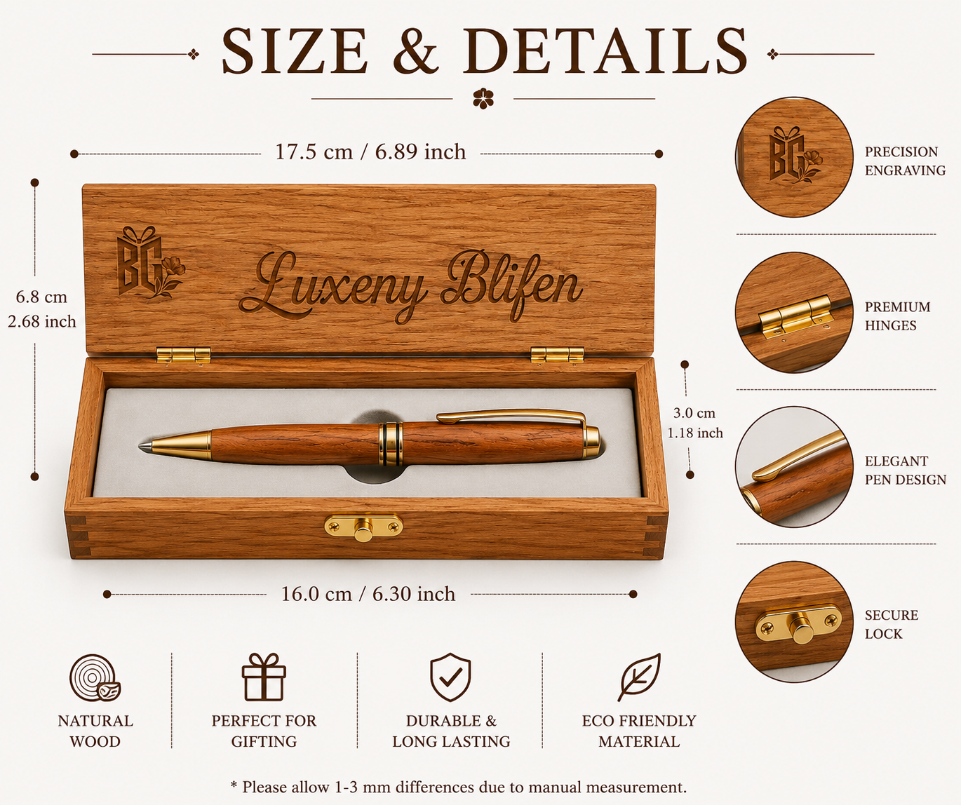 Luxury Wooden Executive Pen Gift Set with Premium Oak Presentation Box