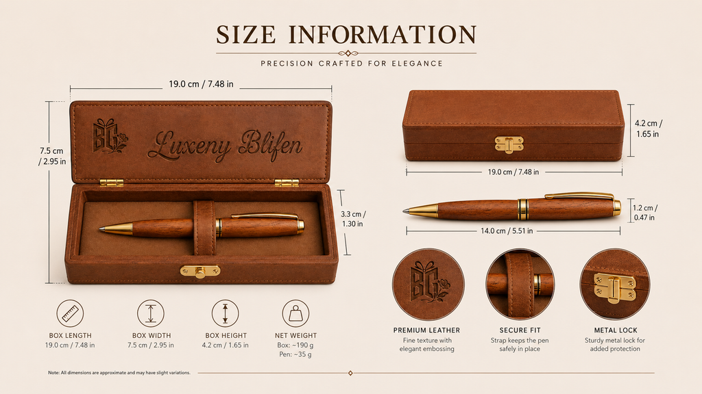 Luxury Wooden Ballpoint Pen Gift Set with Premium Brown Presentation Case