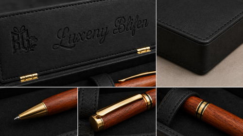 Luxury Wooden Executive Pen Gift Set with Premium Black Presentation Case