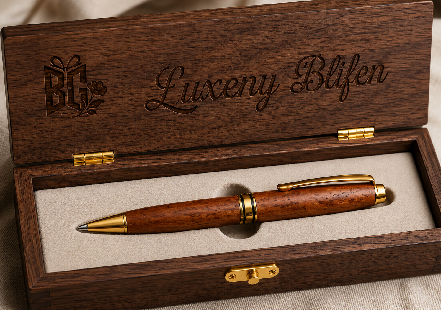 Premium Wooden Ballpoint Pen Gift Set with Luxury Walnut Presentation Box