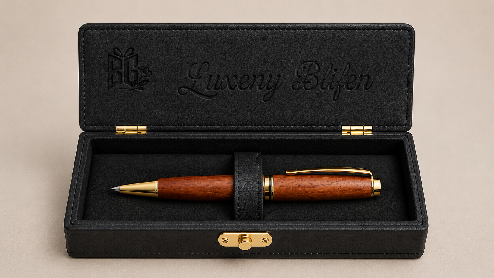 Luxury Wooden Executive Pen Gift Set with Premium Black Presentation Case