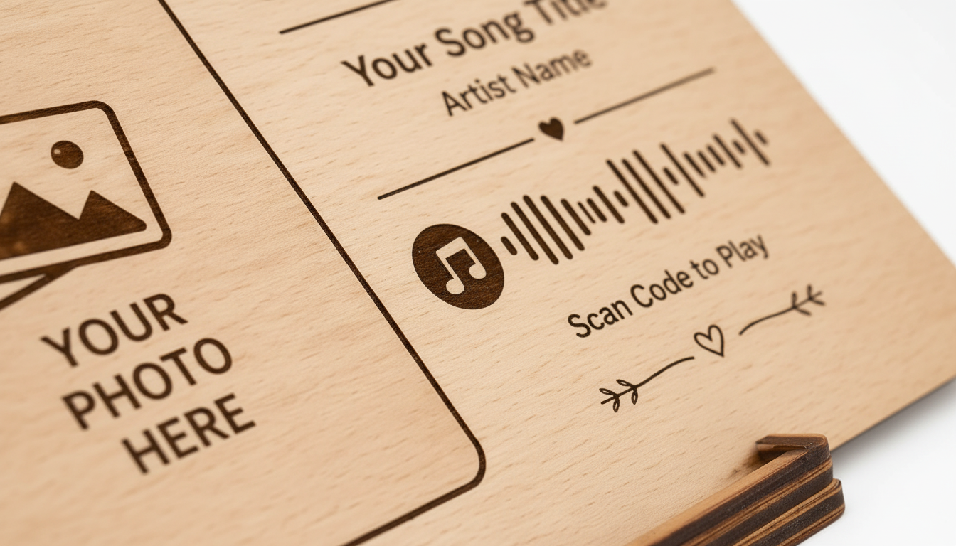 Personalised Wooden Music Plaque with Photo & Song Code
