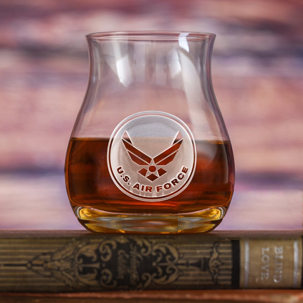 Air Force Crystal Glass, Canadian Whiskey, Engraved