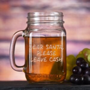 "Dear Santa, Please Leave Cash" Christmas Mason Jar Mug