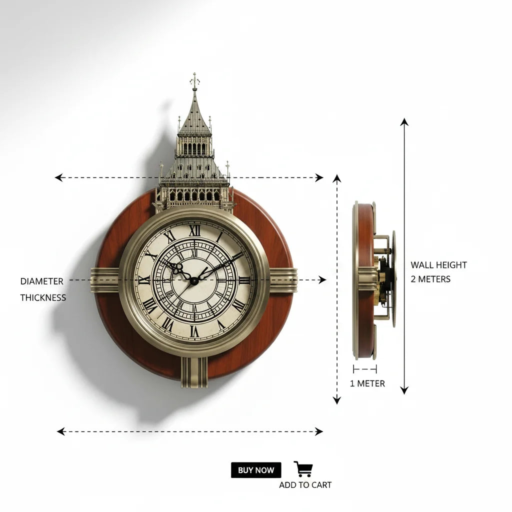 Vintage Tower Wall Clock – Antique Roman Dial Home Décor UK - Image 10