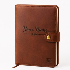 Personalised Leather Notebook with Embossed Name & Floral Design