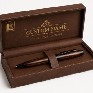 Luxury Walnut Wood Pen Gift Set with Premium Brown Presentation Box