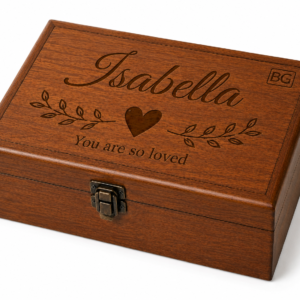 Personalised Wooden Keepsake Box with Engraved Design