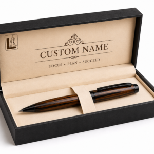 Luxury Ebony Wood Pen Gift Set with Matte Black Presentation Box