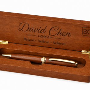 Personalised Wooden Pen Case with Engraved Pen