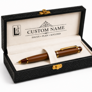 Luxury Brown Wooden Pen Gift Set with Premium Engraved Presentation Box