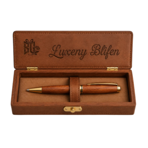 Luxury Wooden Ballpoint Pen Gift Set with Premium Brown Presentation Case
