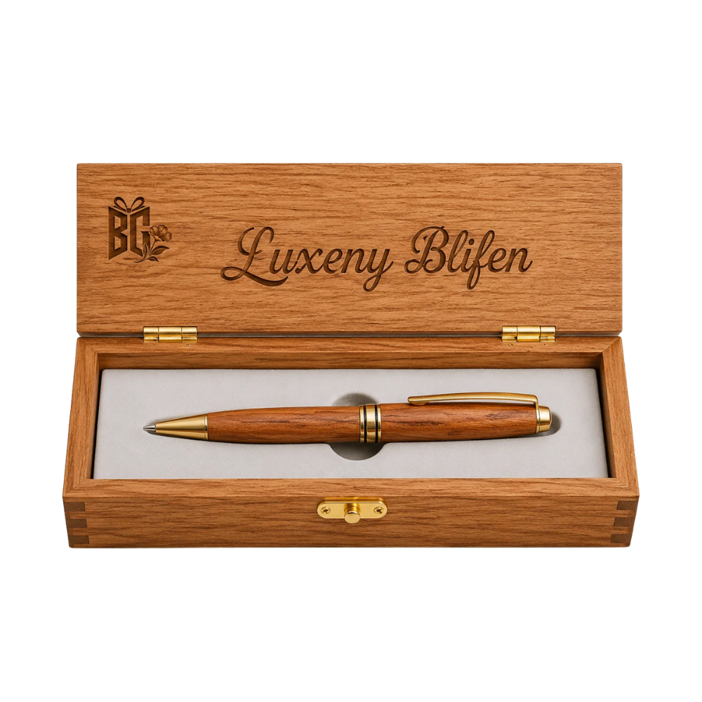 Luxury Wooden Executive Pen Gift Set with Premium Oak Presentation Box